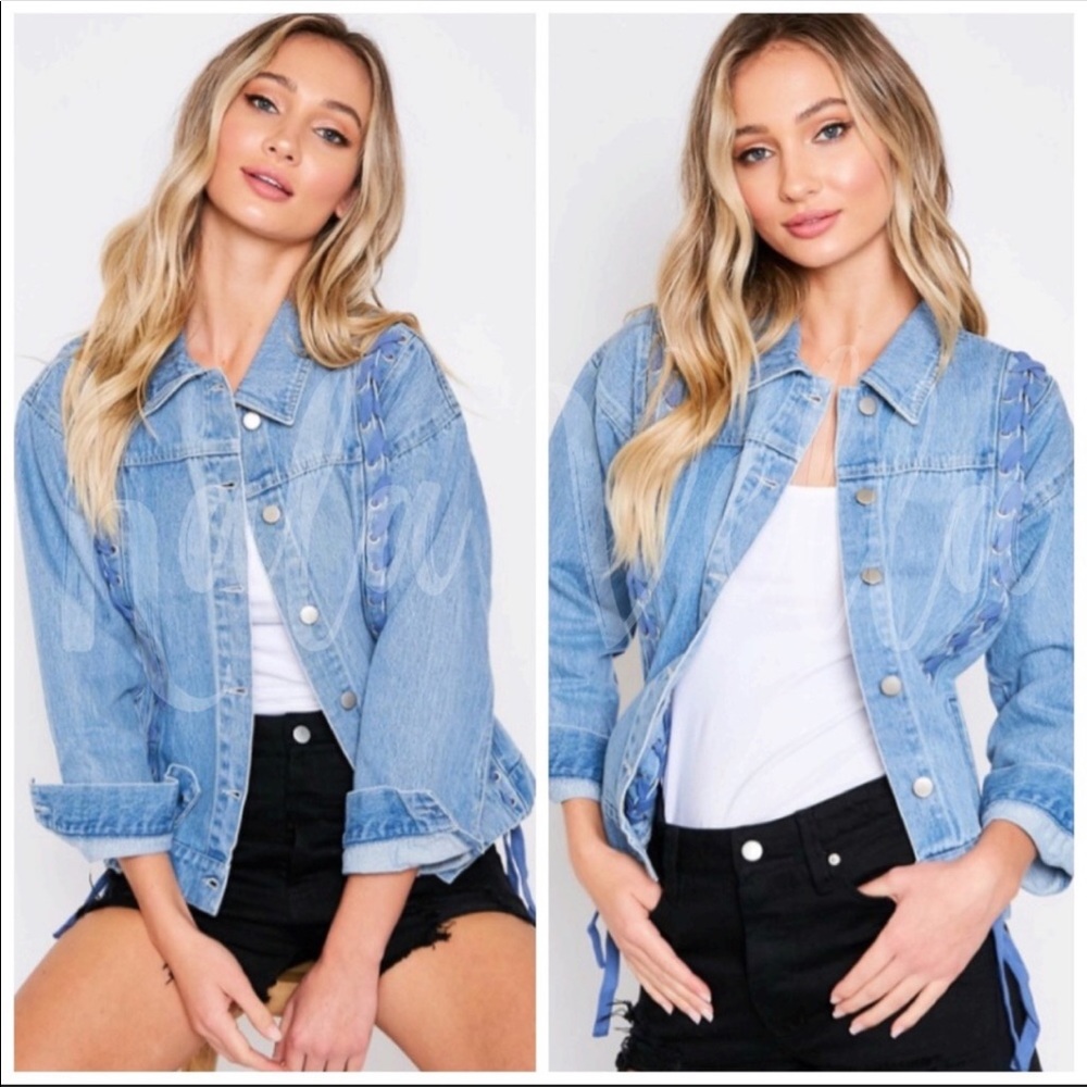 Lace-up Denim Jacket